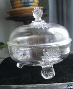   Beaumont EAPG Pattern Glass w/o Grasshopper footed covered Bowl  