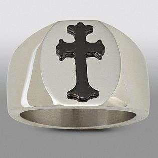 Stainless Steel & Black Cross Ring  Jewelry Mens Jewelry Rings 