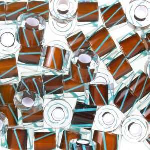  Brown and Aqua Large Hole Furnace Glass Bead: Jewelry