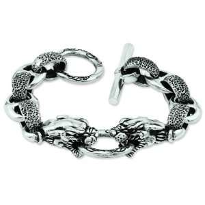    Ed Hardy Stainless Steel Panther Head Toggle Bracelet Jewelry