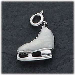  Gray Enameled Ice Skate Charm, Sterling Silver: Jewelry