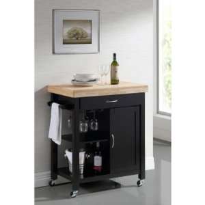  Emerald Home Reno Black Kitchen Island With Solid Wood Top 