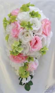 17pcs Wedding Bridal Bouquet Flowers Bride Decoration Package Corsage 