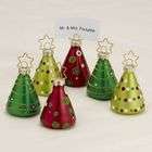   Christmas Brights Festive Glass Holiday Tree Place Card Holders 2.75
