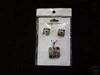 Icon Collection Enamel Earrings w/Matching Pendant NWT  