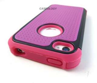 PINK IMPACT TRIPLE COMBO HARD SOFT CASE COVER APPLE IPHONE 4 4S PHONE 