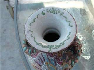 Antique Japanese Satsuma Moriage Dragonware Vase AMAZING  