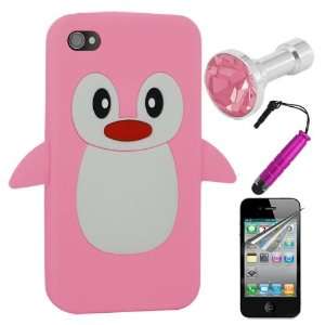  Bundle 4 Kits for Apple iPhone 4 4S  Penguin Silicone 
