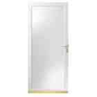  36 in. White Fullview Laminated Glass Storm Door with Brass Hardware