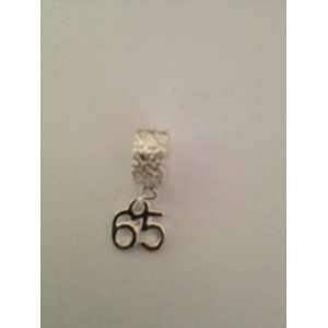 Silver Plated Clip Lock with age 65 Dangle charm bead fits Pandora 