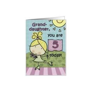  5th Birthday for Granddaughter Rollerskating Girl Card 