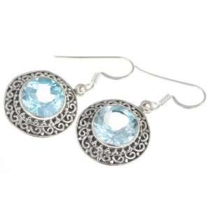    925 Sterling Silver BLUE TOPAZ Earrings, 1.38, 7.52g Jewelry