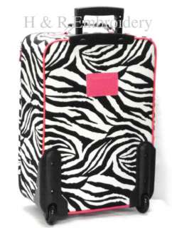 PINK ZEBRA LUGGAGE SMALL ROLLING SUITCASE PERSONALIZED  