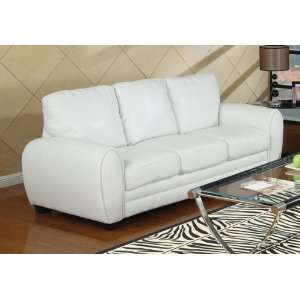   Contemporary Cozy White Rolled Arm Bonded Leather Sofa: Home & Kitchen