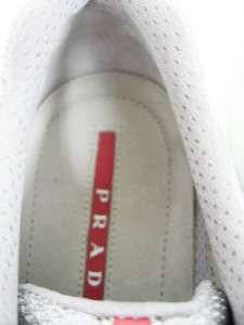 Auth Mens Prada Americas Cup Silver Leather Sneakers 7.5/US 8.5 $420 