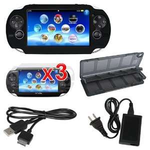 Sony PS vita Playstation Combo, Skque Black Soft Silicone Gel Case + 3 