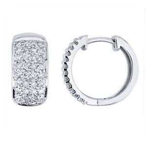  0.75Ct Round Pave Diamond Hoop Earrings 14K Gold: Jewelry