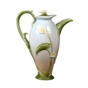   Glazed Porcelain Calla Lily Teapot and Stem Handle: Home & Kitchen