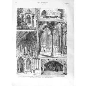   1881 CHAPTER HOUSE WESTMINSTER ABBEY CLOISTERS DUNGEON