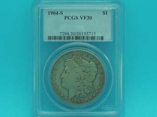 PCGS Certified 1904 S Morgan Silver Dollar $1 Coin VF30  