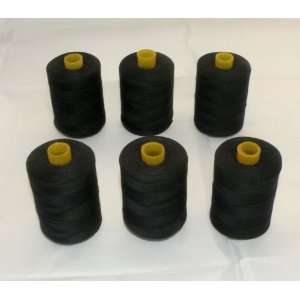  New Black Colour Pure Cotton Thread 6 Cones 800 M. Arts 