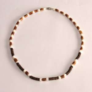   Pacific Summer Brown and White Hawaiian Coco Necklace 