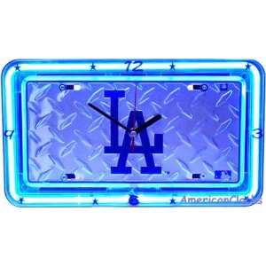    LA Dodgers MLB Baseball Neon License Plate Clock: Home & Kitchen