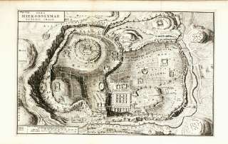 Antique Map, PLAN OF JERUSALEM, ISRAEL,Francois Halma, 1717  