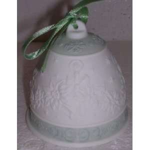   Lladro 1992 Green Porcelain Christmas Bell Ornament 