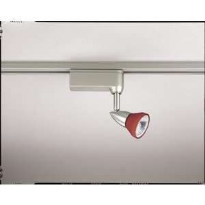   Halogen Adjustable Track Head in Brushed Nickel with Red Glass