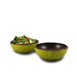 Avocado Mango Wood Honeycomb Side Salad Bowl, Set of 2:  