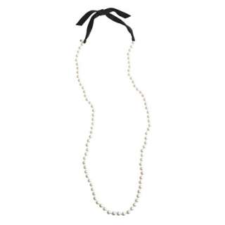 Ribbon tied long pearl necklace   accessories   Womens collection   J 