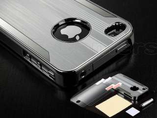 Black Deluxe Chrome Aluminum Hard Case Cover Fr iPhone 4 4S 