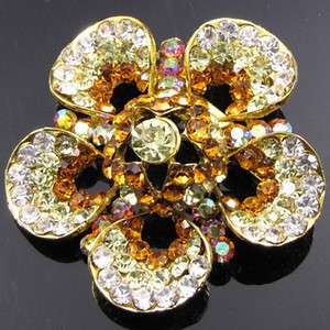 ADDL Item  1pc Rhinestone crystal flower brooch pin 