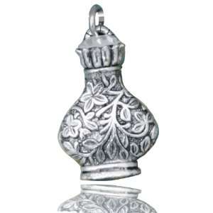   Over Pewter Old World 3D Perfume Bottle Charm with Crystal Jewelry