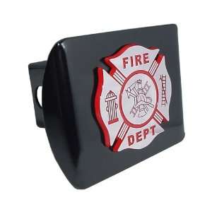  Firefighter Chrome & Red on Black Hitch Cover Automotive