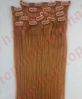 CLIP IN REMY REAL HUMAN HAIR EXTENSIONS FULL HEAD 7PCS 16 18 20 22 