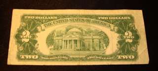 Red Seal 1953 US Currency $2 Dollar Bill Note Circulated Free Shipping 