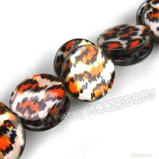1string 110395+ Round Disc Tiger Skin Faux Shell Bead 20mm FREE 