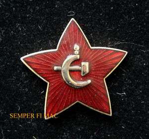 RUSSIAN STAR HAT PIN WOW SOVIET UNION HAMMER CYCLE ARMY  