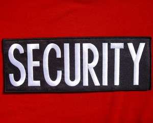 SECURITY BLACK UNIFORM EMBROIDERED VELCRO PATCH 4X11  