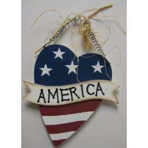  American Wooden Heart Plaque