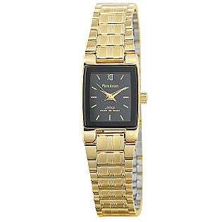 Watch w/Rectangle Black Dial and Goldtone Link Band  Armitron Jewelry 