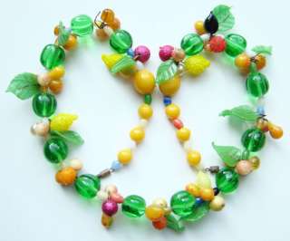 C1930 40 Colorful Venetian Art Glass Bead Fruit Necklace Fabulous 