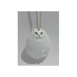  White Chinchilla Cat Collectible Resin Ornament