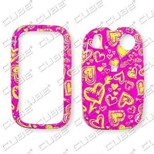 Palm PRE   Yellow Hearts on Pink   Cover/Hard Case/Faceplate + CLIP
