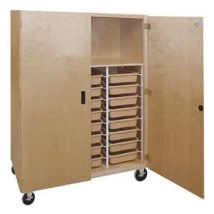  Mobile Storage Cabinet with Shelf and 24 Tote Trays 