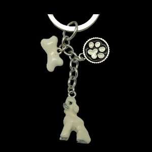 Pretty Poodle Hand Painted Key Chain Charm  Kitchen 
