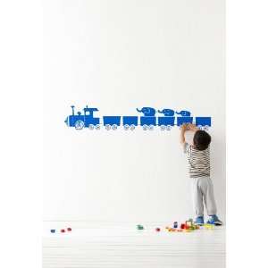  Tiny Trains in Blue Kids Wall Stickers: Home & Kitchen