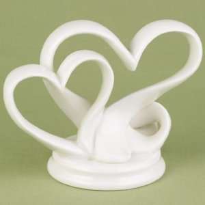  White Double Hearts Sculpture Cake Top 